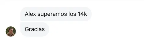 Mensaje de un asistente sobre sus ventas en Infinity
