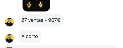 Mensaje de un asistente sobre sus ventas en Infinity