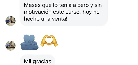 Mensaje de un asistente sobre sus ventas en Infinity